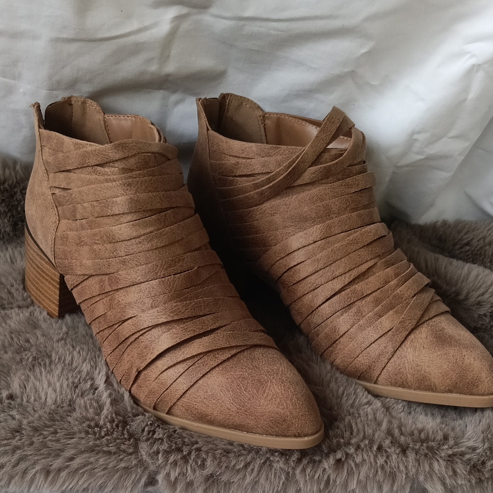 Fergalicious Tan Ankle Booties